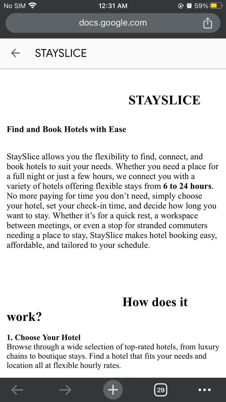 Preview of StaySlice Website Content